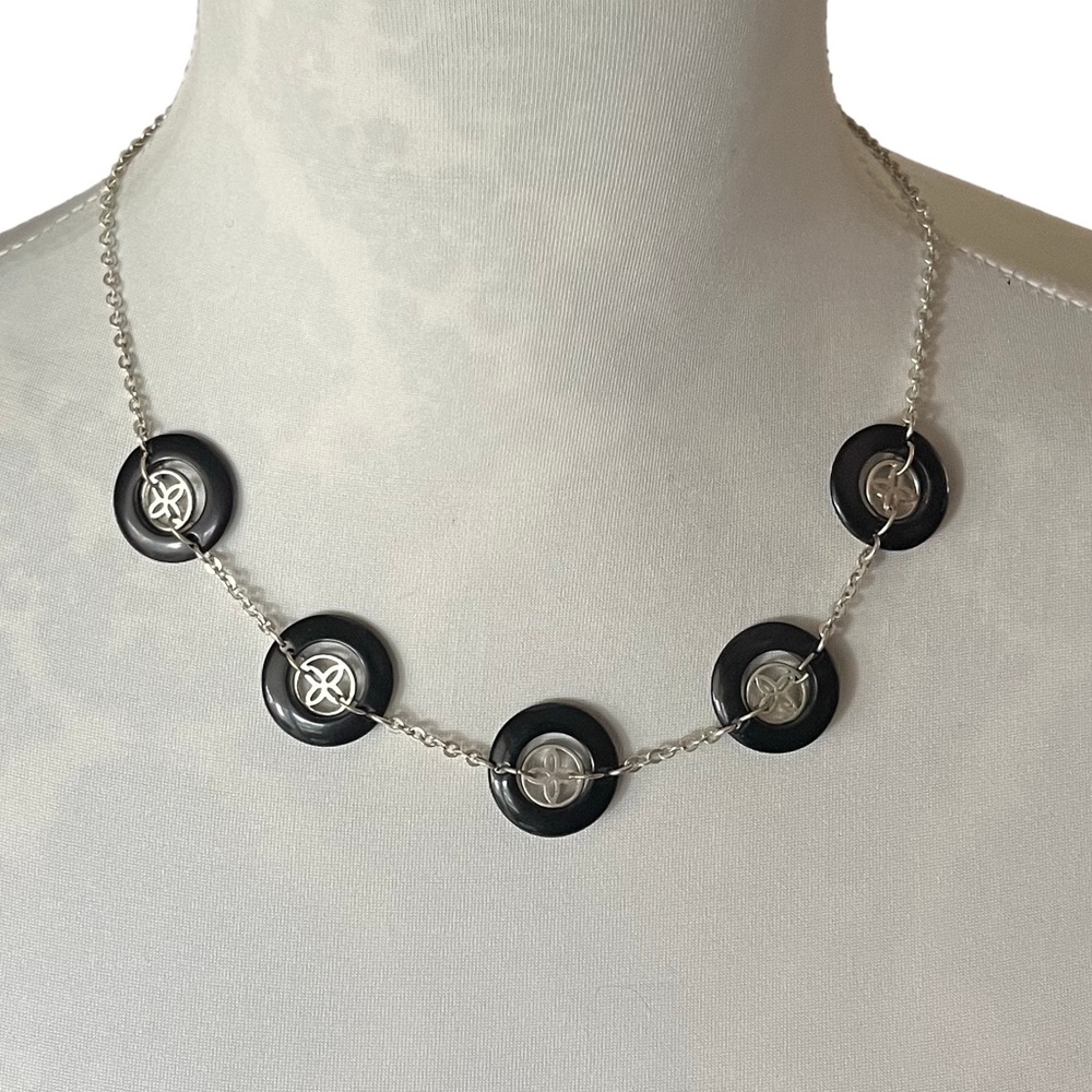 Dana Buchman Artisan Style Button Necklace with Silver Chain